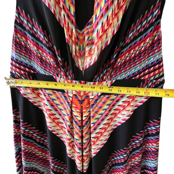 Chicos Geometric Print Sleeveless Maxi Dress 2 Draped Neckline Colorful Tribal - Picture 13 of 16